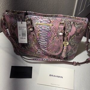 Brahmin Exotic Pink and Purple Shoulder Bag